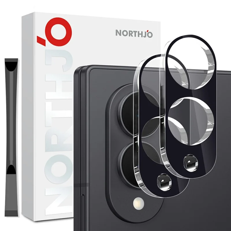 NORTHJO 2Pcs For Samsung Galaxy Z Fold8 Full Coverage Camera Lens Protector Silk Printing 3D Clear Tempered Glass Lens Film - Black