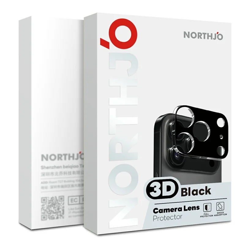 NORTHJO 2Pcs For Samsung Galaxy Z Fold8 Full Coverage Camera Lens Protector Silk Printing 3D Clear Tempered Glass Lens Film - Black