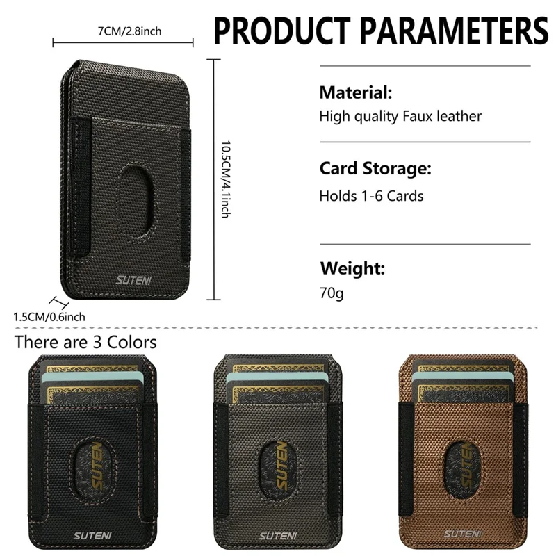 SUTENI S6 Magnetic Card Holder RFID Blocking PU Leather Phone Stand Wallet with Built-in Pivot - Grey