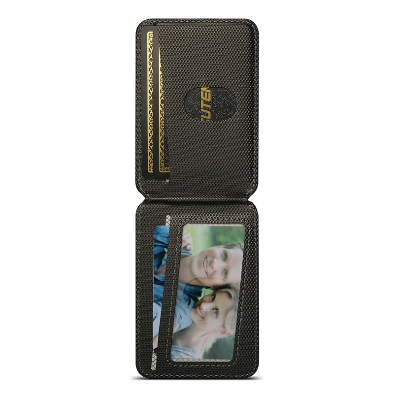 SUTENI S6 Magnetic Card Holder RFID Blocking PU Leather Phone Stand Wallet with Built-in Pivot - Grey
