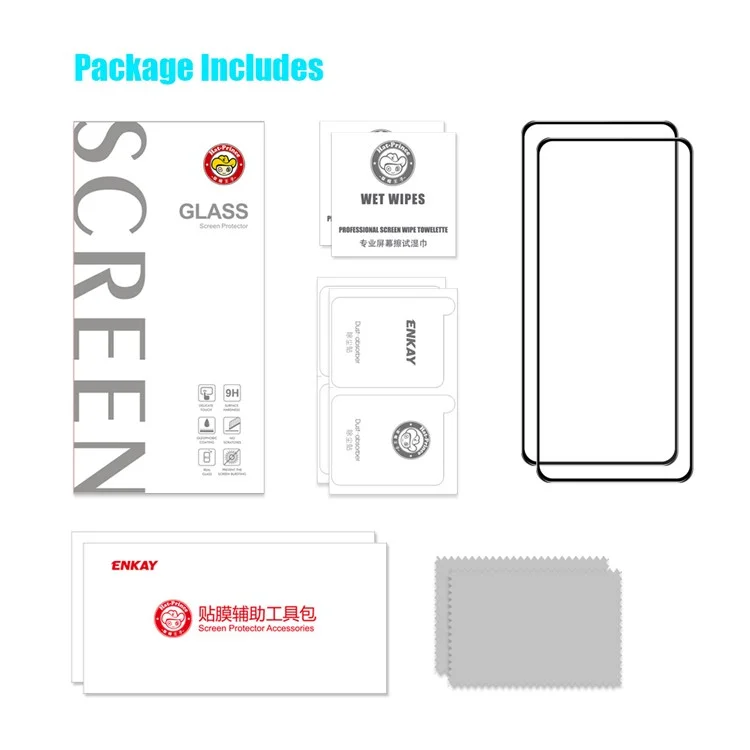 ENKAY HAT PRINCE 2Pcs / Set For Samsung Galaxy A54 5G HD Screen Protector 0.26mm 9H 2.5D Arc Edge Full Glue High Aluminium-silicon Glass Film
