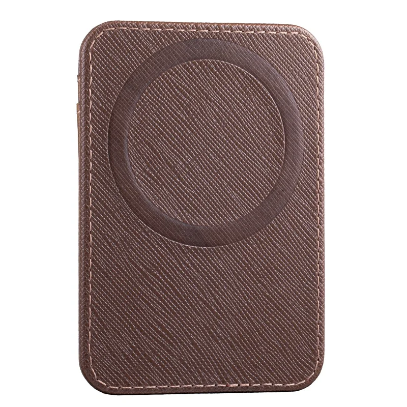 SUTENI S7 Phone Magnetic Card Holder RFID Blocking Cards Slot Ultra Thin Leather Wallet - Brown