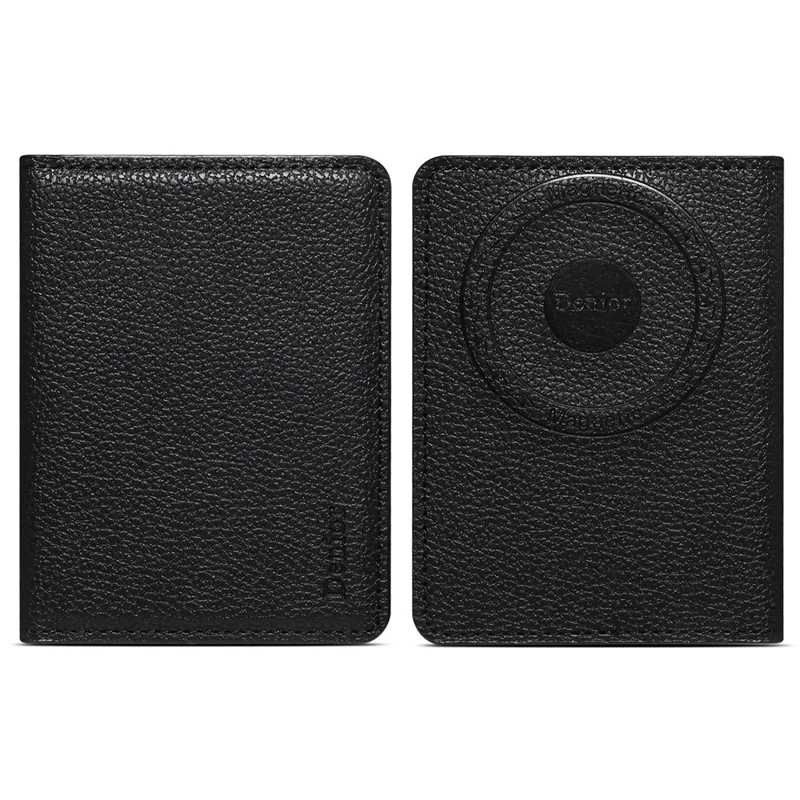 DENIOR V28 PU Leather Wallet for iPhone , Magnetic Card Holder Case Phone Back Cash Pocket - Black