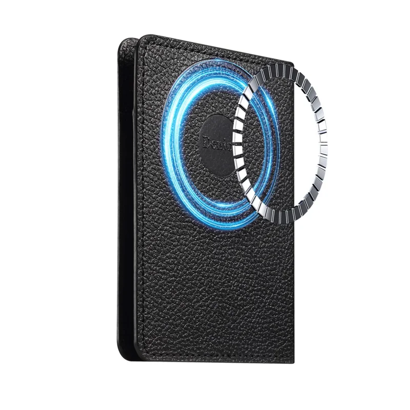 DENIOR V28 PU Leather Wallet for iPhone , Magnetic Card Holder Case Phone Back Cash Pocket - Black