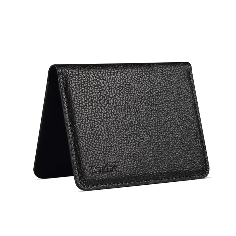 DENIOR V28 PU Leather Wallet for iPhone , Magnetic Card Holder Case Phone Back Cash Pocket - Black