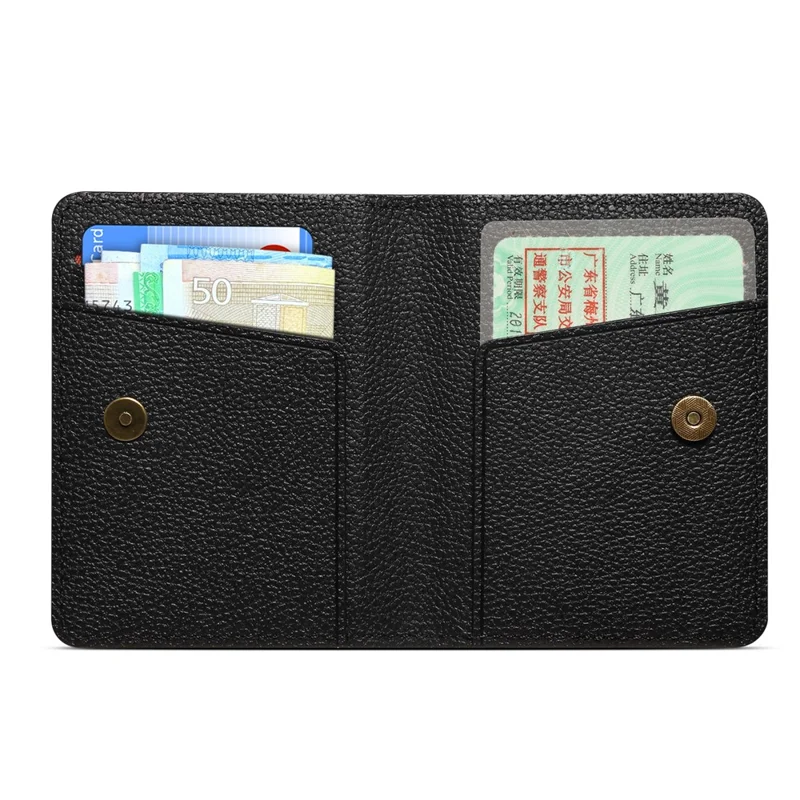 DENIOR V28 PU Leather Wallet for iPhone , Magnetic Card Holder Case Phone Back Cash Pocket - Black