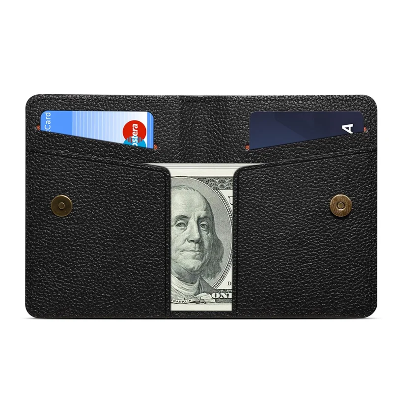 DENIOR V28 PU Leather Wallet for iPhone , Magnetic Card Holder Case Phone Back Cash Pocket - Black