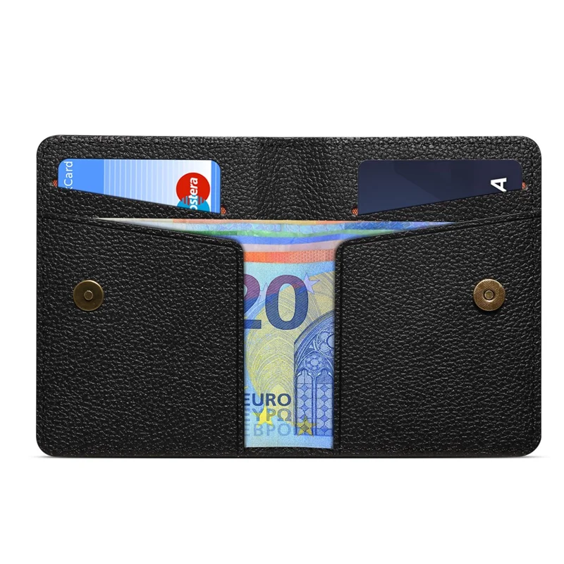 DENIOR V28 PU Leather Wallet for iPhone , Magnetic Card Holder Case Phone Back Cash Pocket - Black