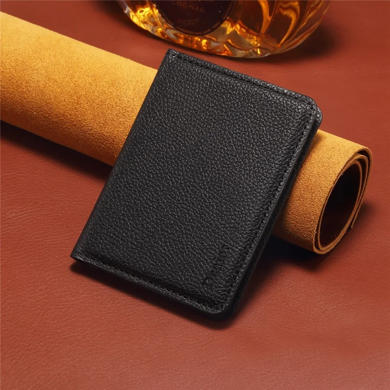 DENIOR V28 PU Leather Wallet for iPhone , Magnetic Card Holder Case Phone Back Cash Pocket - Black
