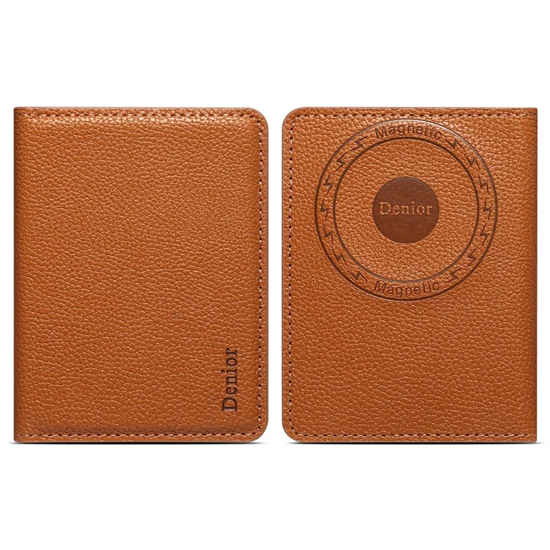 DENIOR V28 PU Leather Wallet for iPhone , Magnetic Card Holder Case Phone Back Cash Pocket - Brown