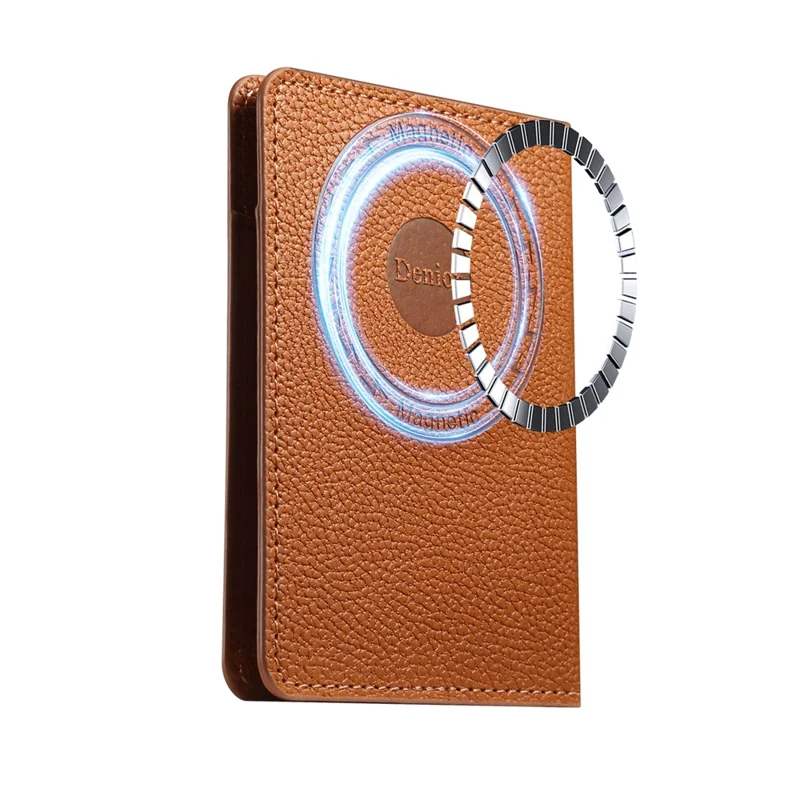 DENIOR V28 PU Leather Wallet for iPhone , Magnetic Card Holder Case Phone Back Cash Pocket - Brown