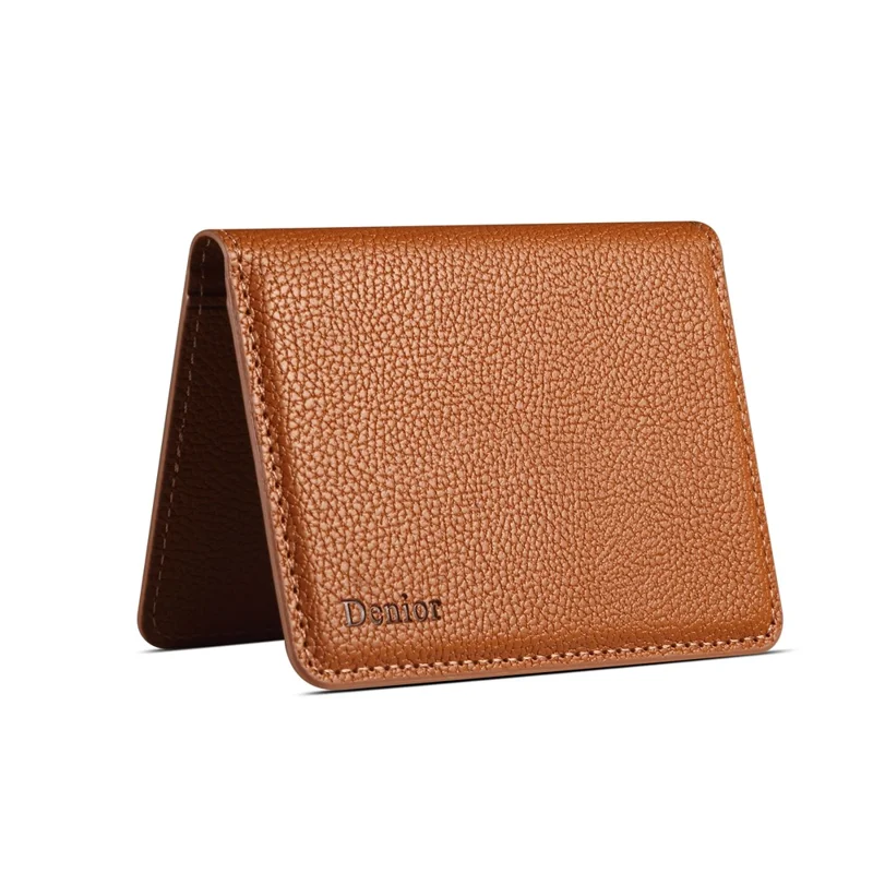 DENIOR V28 PU Leather Wallet for iPhone , Magnetic Card Holder Case Phone Back Cash Pocket - Brown