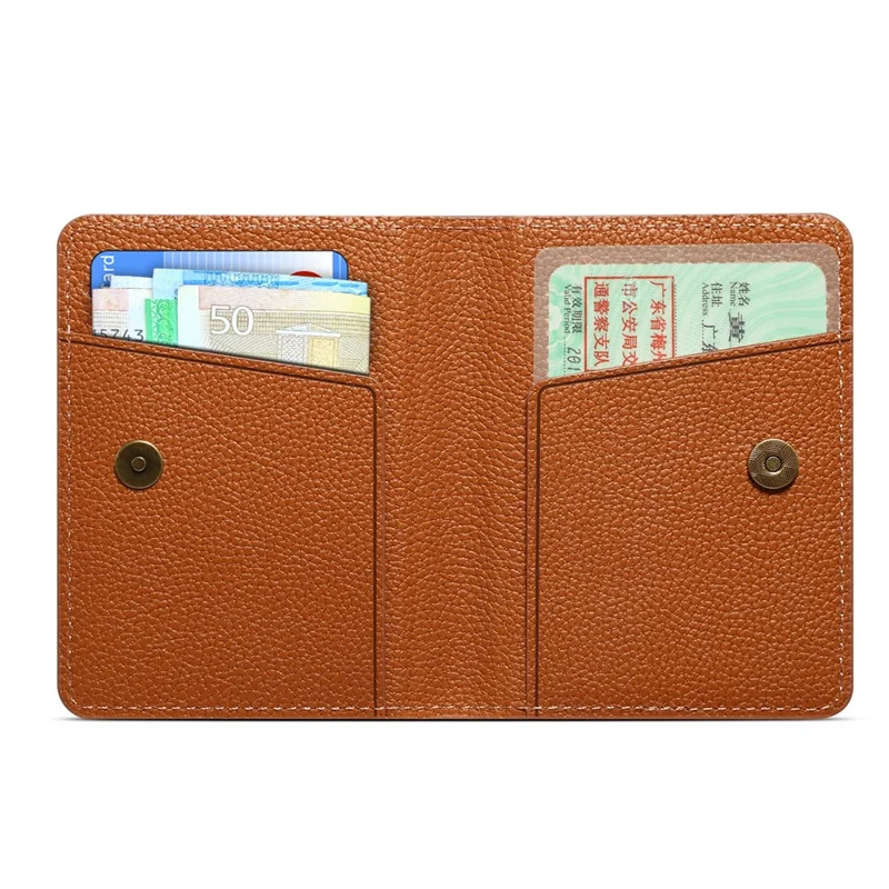 DENIOR V28 PU Leather Wallet for iPhone , Magnetic Card Holder Case Phone Back Cash Pocket - Brown