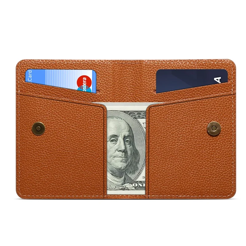 DENIOR V28 PU Leather Wallet for iPhone , Magnetic Card Holder Case Phone Back Cash Pocket - Brown