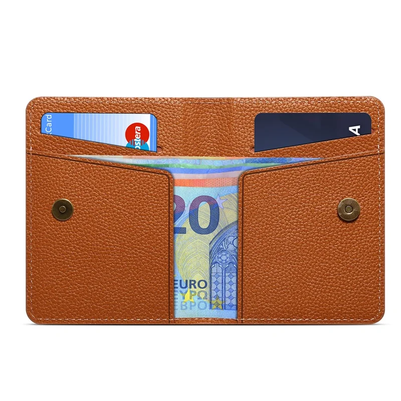 DENIOR V28 PU Leather Wallet for iPhone , Magnetic Card Holder Case Phone Back Cash Pocket - Brown