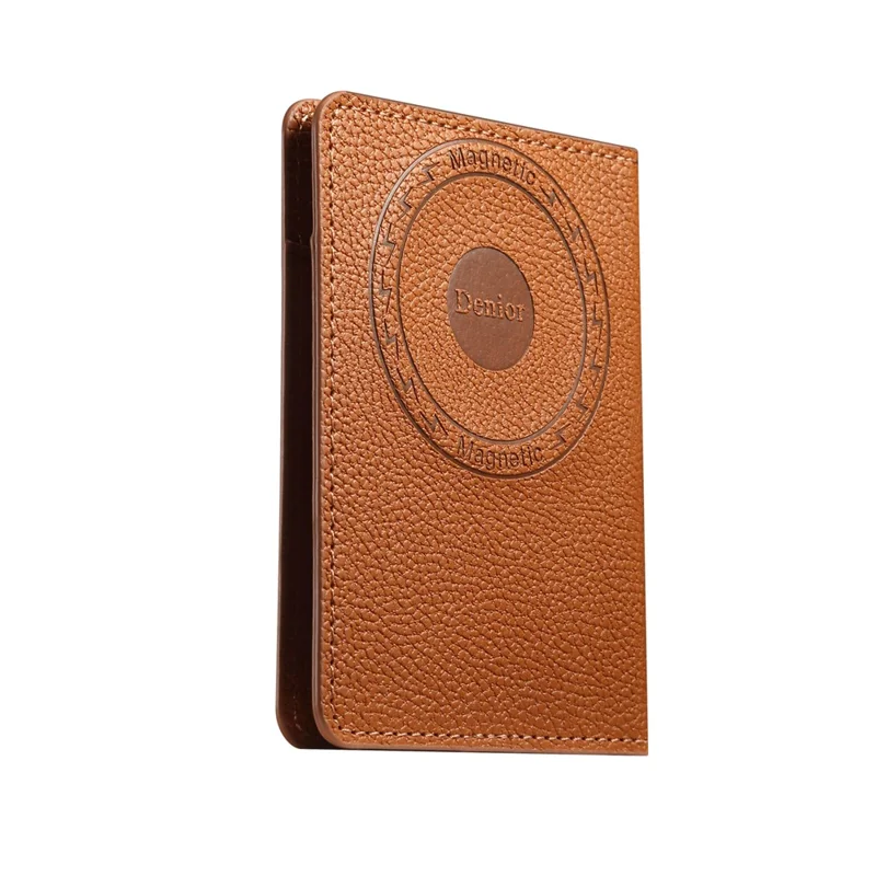 DENIOR V28 PU Leather Wallet for iPhone , Magnetic Card Holder Case Phone Back Cash Pocket - Brown