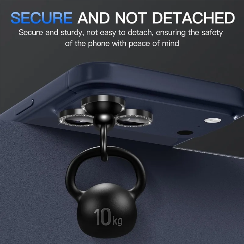 For iPhone 17 Pro Glitter Camera Lens Film Metal Ring+Tempered Glass Phone Lens Protector - Black