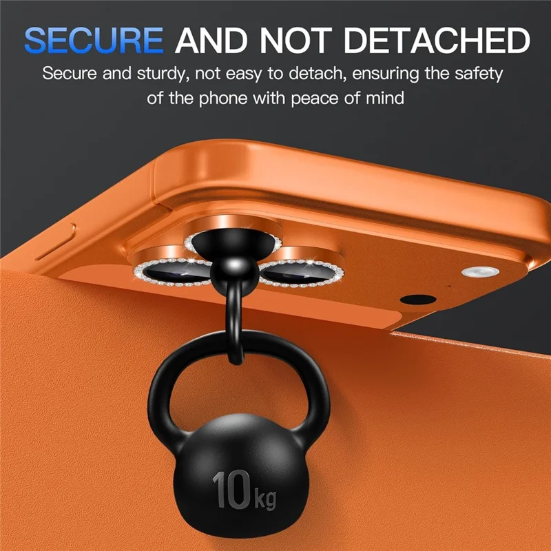 1Set For iPhone 18 Pro Max Camera Lens Protector Tempered Glass + Metal Ring Rhinestone Lens Film - Orange