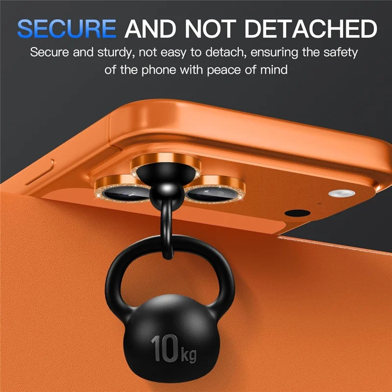 For iPhone 18 Pro Max Glitter Camera Lens Film Metal Ring + Tempered Glass Phone Lens Protector - Orange