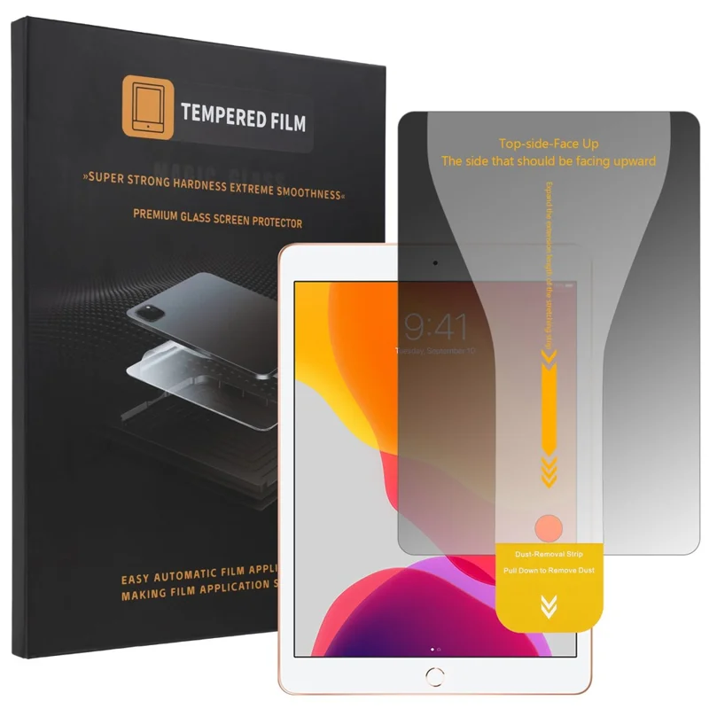 Für iPad 10,2 (2019) / (2020) / (2021) 26° Anti-Spionage-Vollschirmschutz aus gehärtetem Glas mit staubfreiem Installationswerkzeug – Schwarz