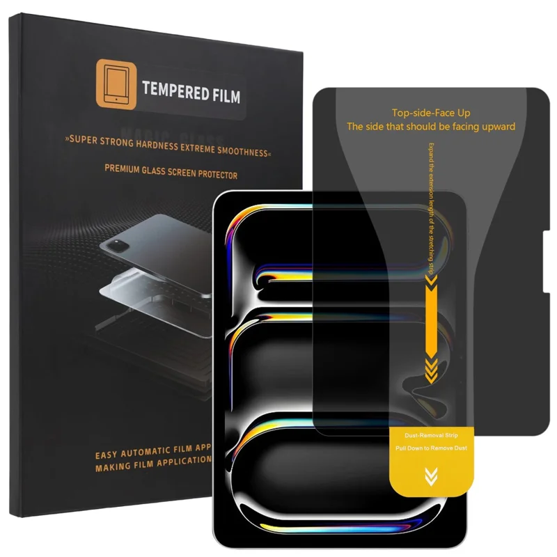 For iPad Pro 11 (2025)  /  (2024) Privacy Full Screen Protector Anti-Spy Tempered Glass Flim with Dust-free Installation Tool - Black