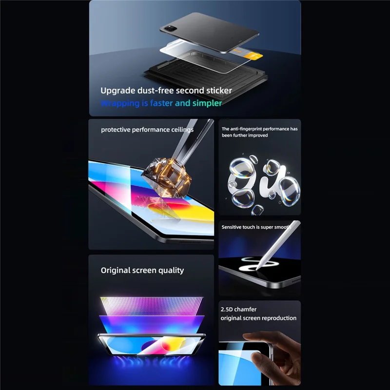 Для iPad 10,2 (2019) / (2020) / (2021) антибликовая защита полного экрана, пленка из закаленного стекла с инструментом для бесконтактной установки — прозрачная