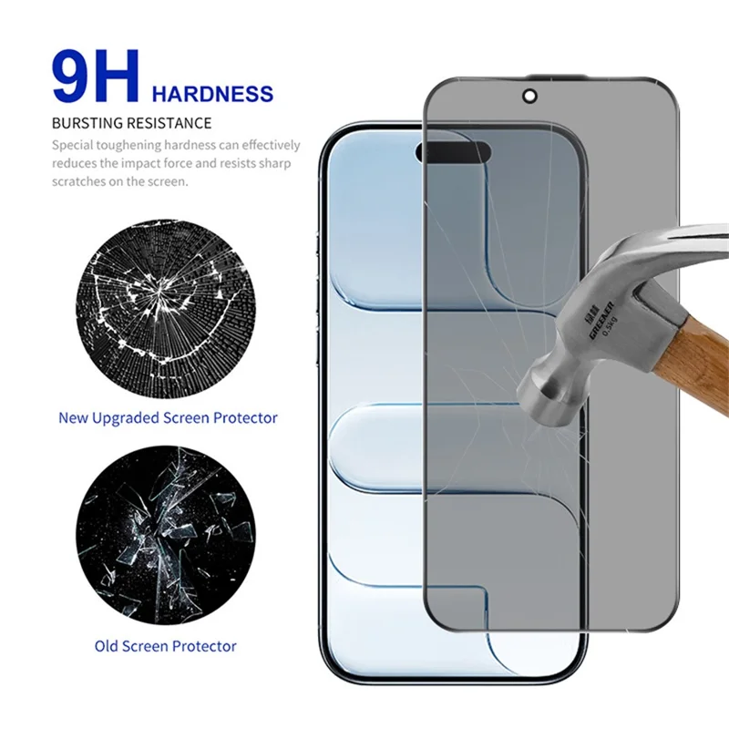 RURIHAI voor iPhone Air Privacy Screen Protector AR Anti-Reflecterend Hoog Aluminium-Silicium Glas Folie - Zwart