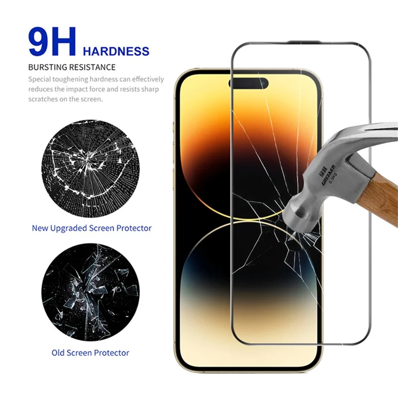 RURIHAI For iPhone 14 Pro Full Screen Protector AR Anti-Reflective HD Clear Tempered Glass Flim - Transparent