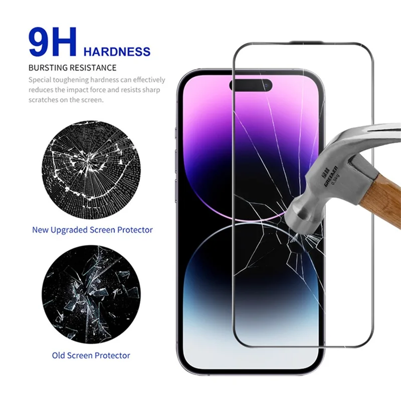 RURIHAI voor iPhone 14 Pro Max Volledig Schermprotector AR Anti-Reflecterend HD Duidelijk Gehard Glas Flim - Transparant
