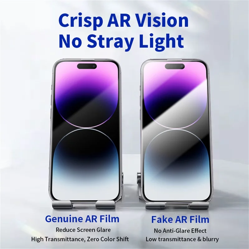 RURIHAI voor iPhone 14 Pro Max Volledig Schermprotector AR Anti-Reflecterend HD Duidelijk Gehard Glas Flim - Transparant