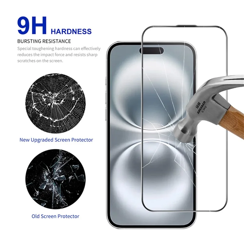 RURIHAI For iPhone 15 Plus  /  16 Plus Full Screen Protector AR Anti-Reflective HD Clear Tempered Glass Flim - Transparent