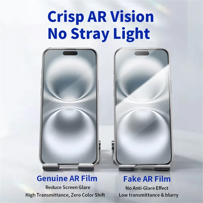 RURIHAI For iPhone 15 Plus  /  16 Plus Full Screen Protector AR Anti-Reflective HD Clear Tempered Glass Flim - Transparent