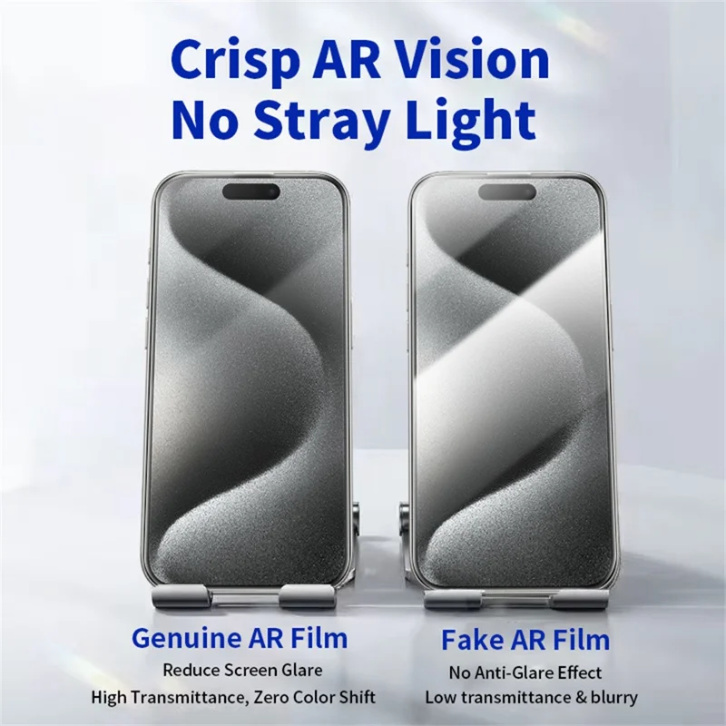 RURIHAI For iPhone 15 Pro Full Screen Protector AR Anti-Reflective HD Clear Tempered Glass Flim - Transparent