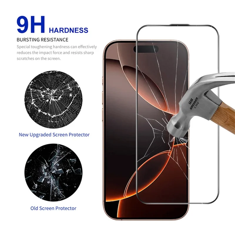 RURIHAI For iPhone 16 Pro Max Full Screen Protector AR Anti-Reflective HD Clear Tempered Glass Flim - Transparent