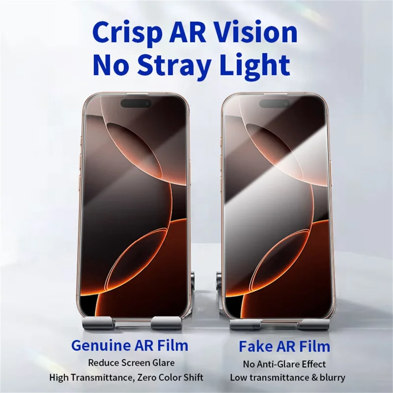 RURIHAI For iPhone 16 Pro Max Full Screen Protector AR Anti-Reflective HD Clear Tempered Glass Flim - Transparent