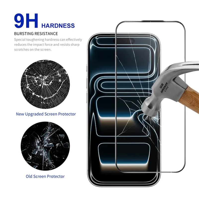 RURIHAI For iPhone 17 Pro Full Screen Protector AR Anti-Reflective HD Clear Tempered Glass Flim - Transparent