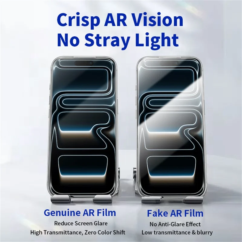 RURIHAI For iPhone 17 Pro Full Screen Protector AR Anti-Reflective HD Clear Tempered Glass Flim - Transparent