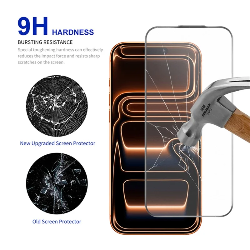 RURIHAI For iPhone 17 Pro Max Matte Full Screen Protector AR Anti-Reflective Tempered Glass Film - Transparent