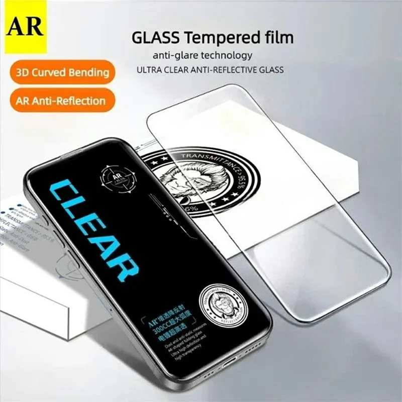10Pcs for iPhone 17 Pro Max Screen Protector AR Anti-Reflection High Aluminium-silicon Glass Silk Printing Clear Film