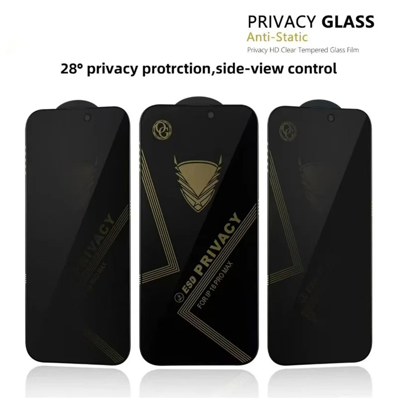 10Pcs for iPhone 17 Pro Max Privacy Screen Protector 28° Anti-Spy Anti-Static High Aluminium-silicon Glass Film