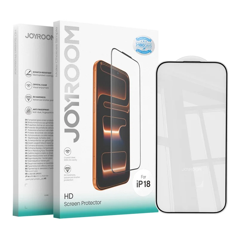 JOYROOM 18MQ11H for iPhone 18 Screen Protector 2.5D Full Coverage Silk Printing High Aluminium-Silicon Glass Clear Anti-dust Film