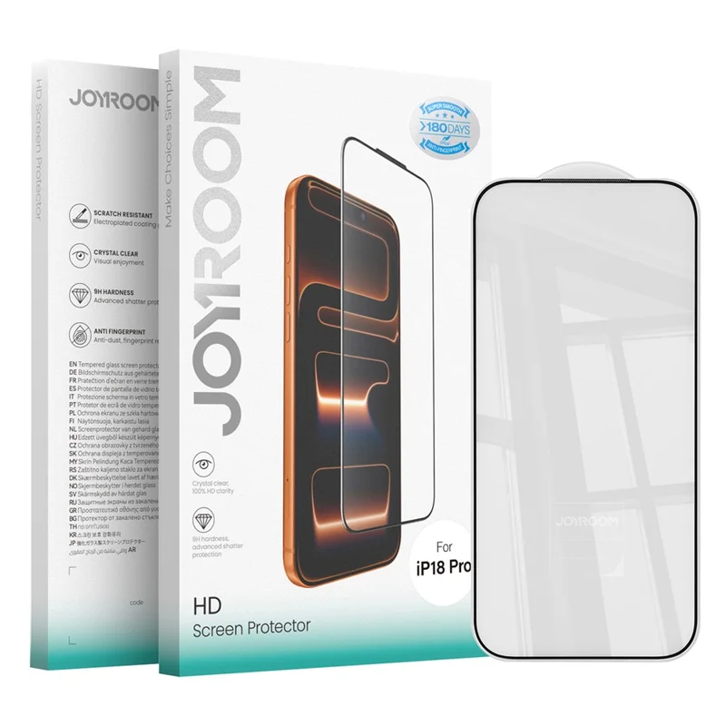 JOYROOM 18MQ12H for iPhone 18 Pro / 17 Pro Screen Protector 2.5D Full Coverage Silk Printing High Aluminium-Silicon Glass Clear Anti-dust Film - 9