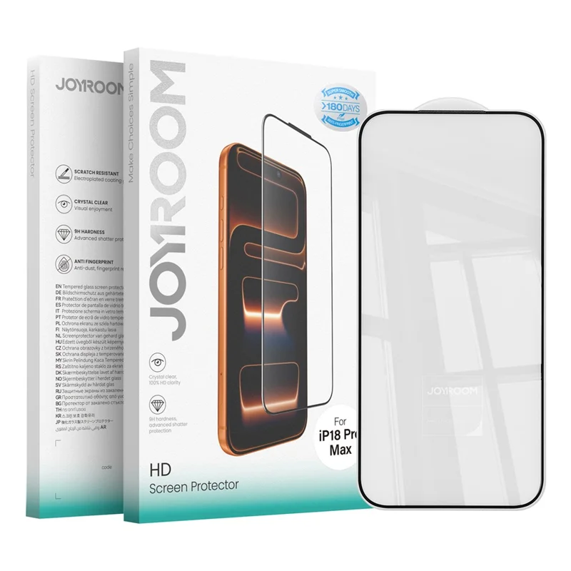JOYROOM 18MQ14H for iPhone 18 Pro Max / 17 Pro Max Screen Protector 2.5D Full Coverage Silk Printing High Aluminium-Silicon Glass Clear Anti-dust Film - 9