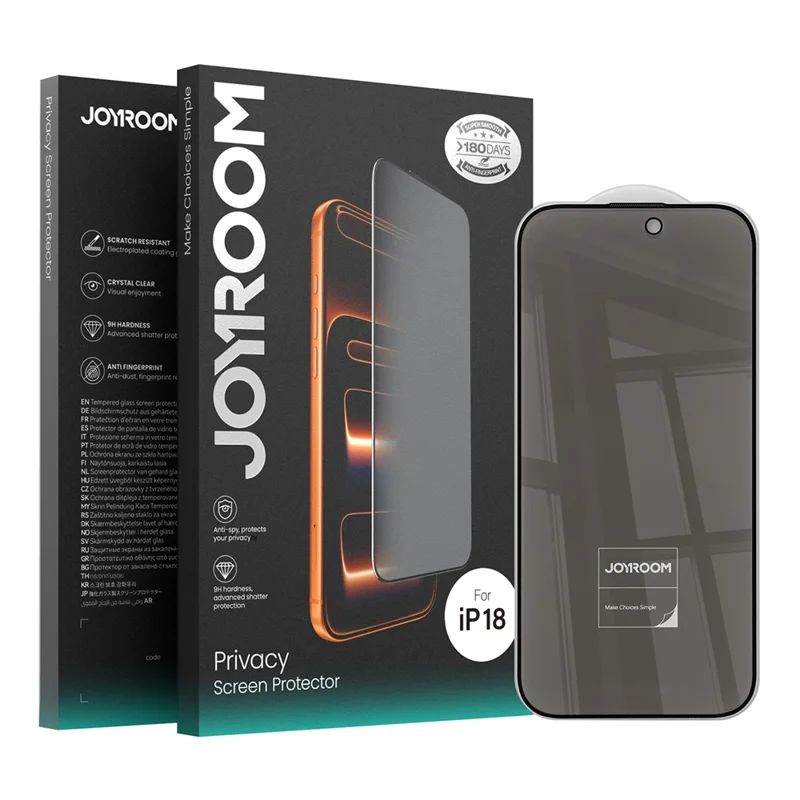 JOYROOM 18MQ11P para iPhone 18 Protector de Ecrã de Privacidade 2.5D em Vidro de Alta Silicoalumínio com Cobertura Total e Proteção contra Poeira