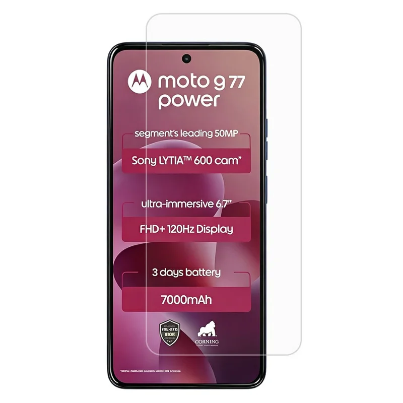 For Motorola Moto G77 Power 5G Screen Protector 0.3mm Arc Edge Tempered Glass Film, Not Complete Coverage - Transparent