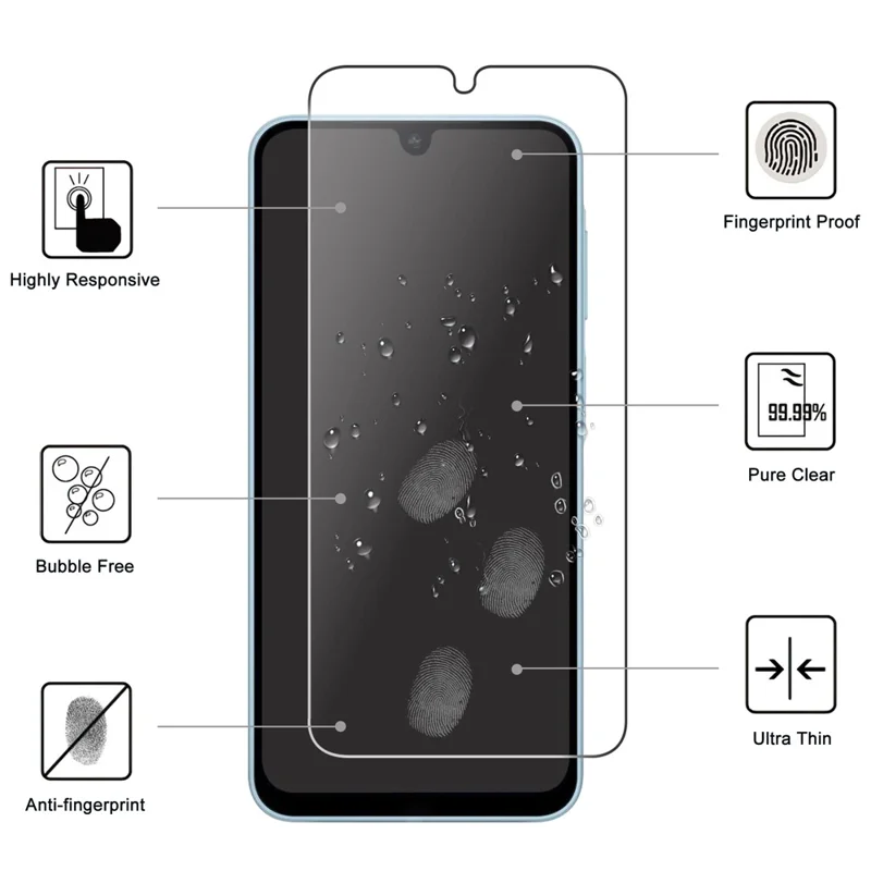 Защитное стекло для Samsung Galaxy A08 5G, 2.5D HD, закалённая плёнка (не полное покрытие) — прозрачное