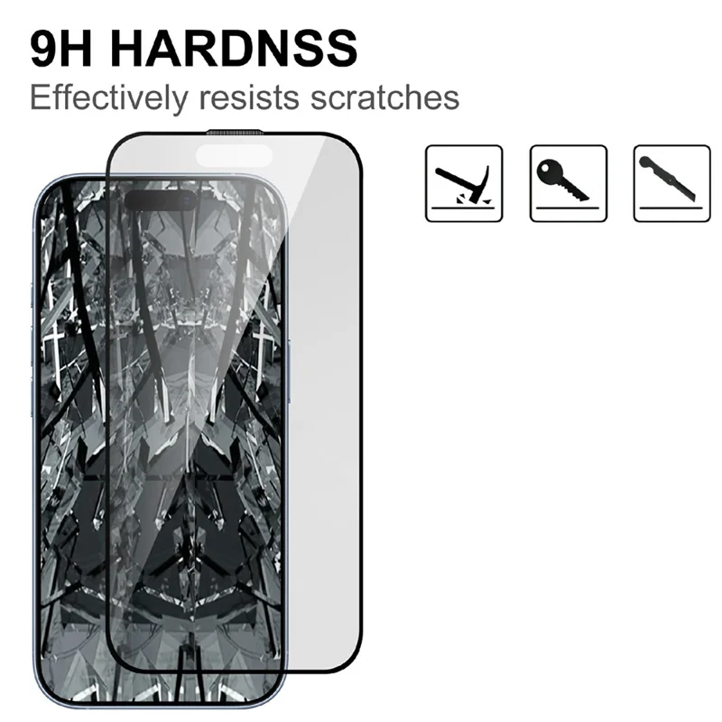 For iPhone 16 Pro Max AGC Glass Screen Protector Silk Printing Matte Full Glue Full Cover Film - Black