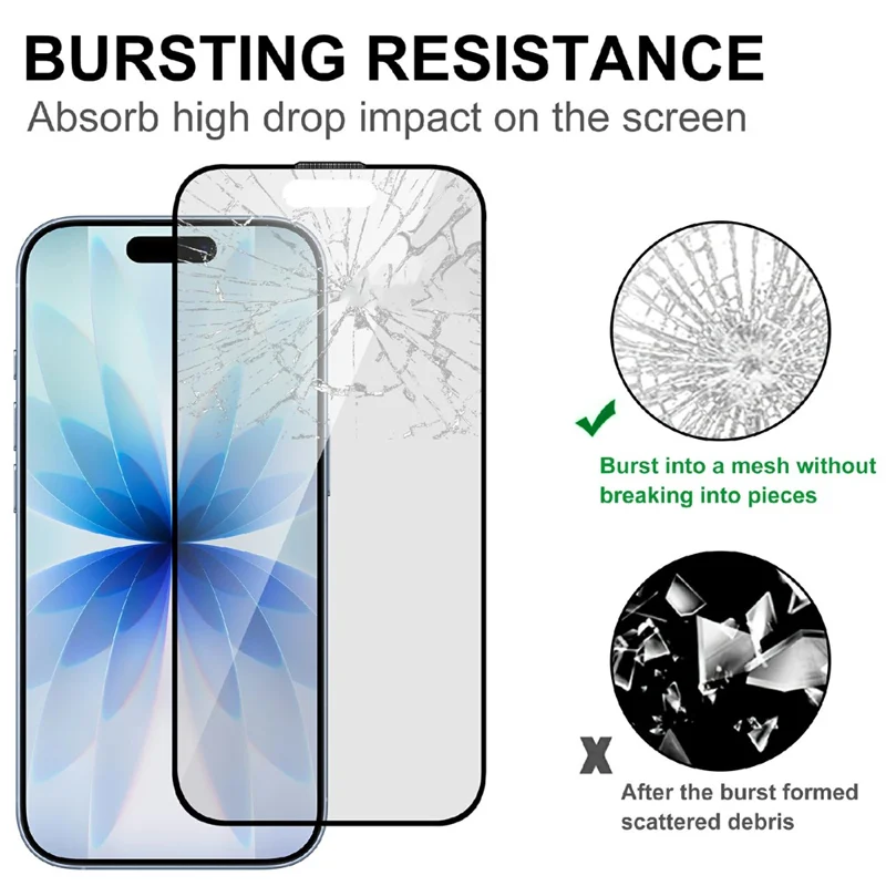 For iPhone 16 Pro Max AGC Glass Screen Protector Silk Printing Matte Full Glue Full Cover Film - Black