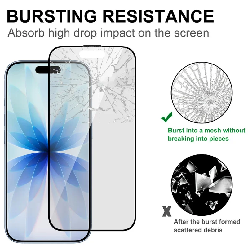 For iPhone 18 Pro AGC Glass Screen Protector Silk Printing Matte Full Glue Full Cover Film - Black