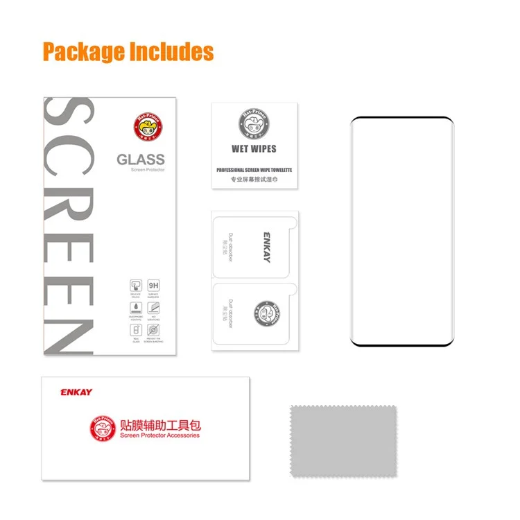 ENKAY HAT PRINCE For OnePlus 11 5G Tempered Glass Film 3D Curved Side Glue HD Clear Full Screen Protector Support Fingerprint Unlock